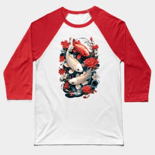 Koi Fish Serenity: Graceful Fins Amidst Tranquil Waters Baseball T-Shirt